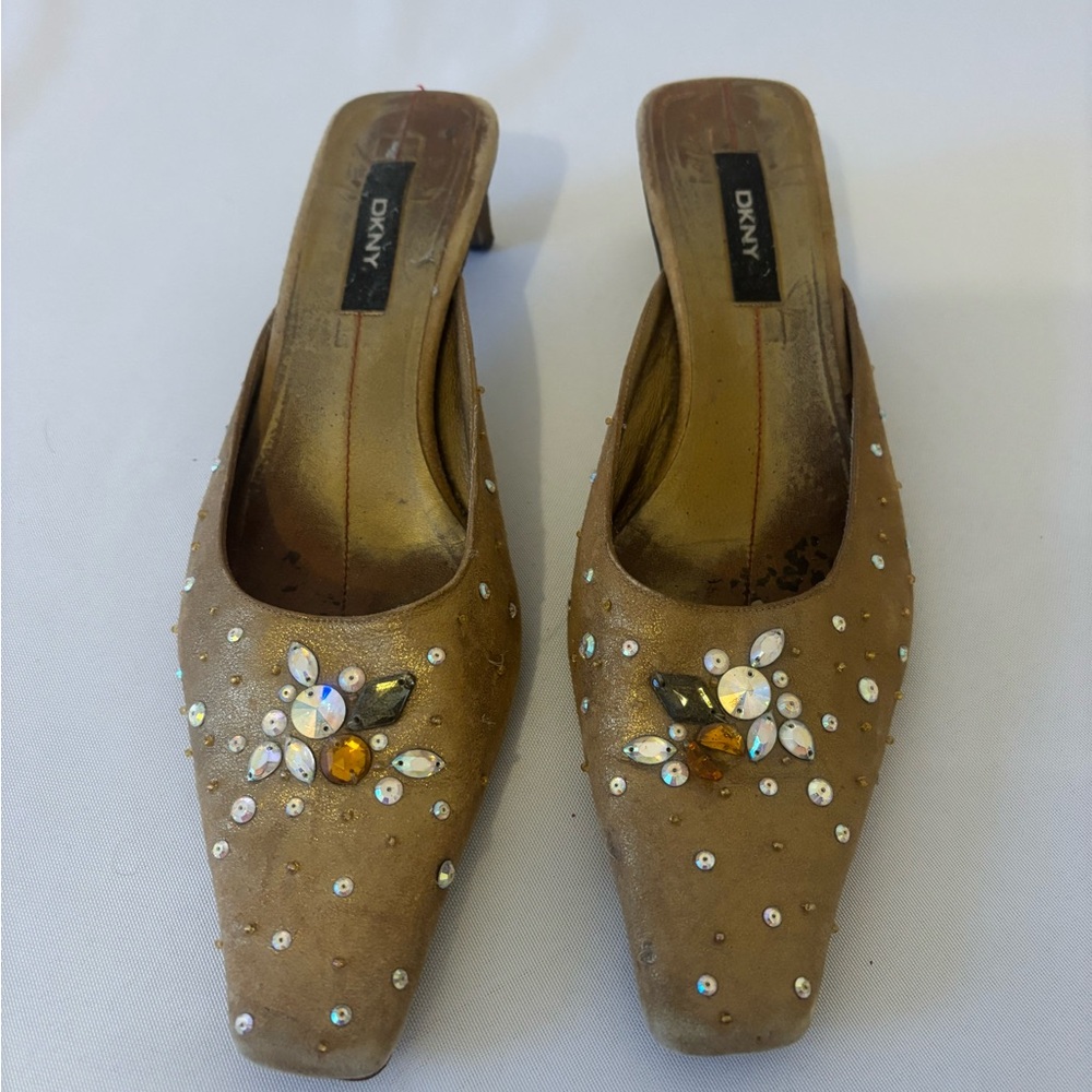 DKNY Women's Tan Embellished Heels